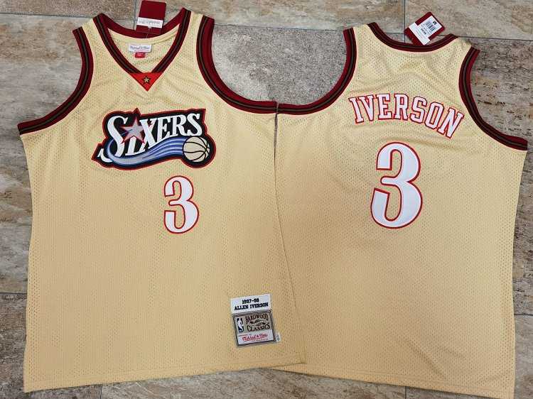 76ers 3 Allen Iverson Gold 1997-98 Hardwood Classics Jersey Mixiu,We sell and wholesale 76ers 3 Allen Iverson Gold 1997-98 Hardwood Classics Jersey Mixiu on line form chian!